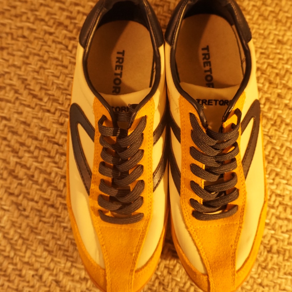 Madewell sneakers. Gently used. Yellow, navy, & white. Women’s; Size (7).